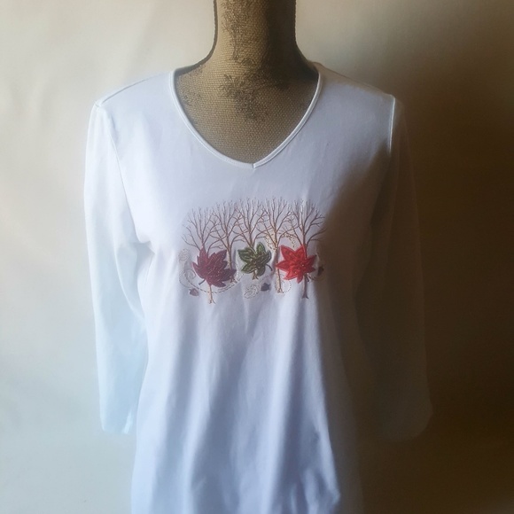 Laura Scott Tops - Laura Scott fall embroidered long sleeve top
